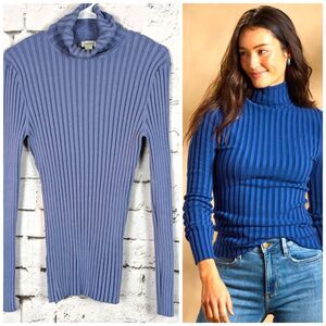 SUNDANCE Organic Cotton Legends Ribbed Turtleneck Essential Periwinkle Large